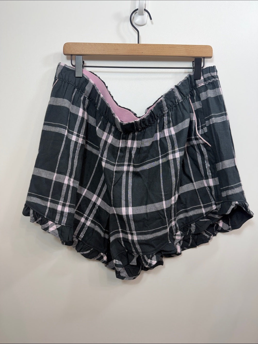 Soma flannel ruffle sleep shorts size XXL. NWT.Aspen plaid Everglade